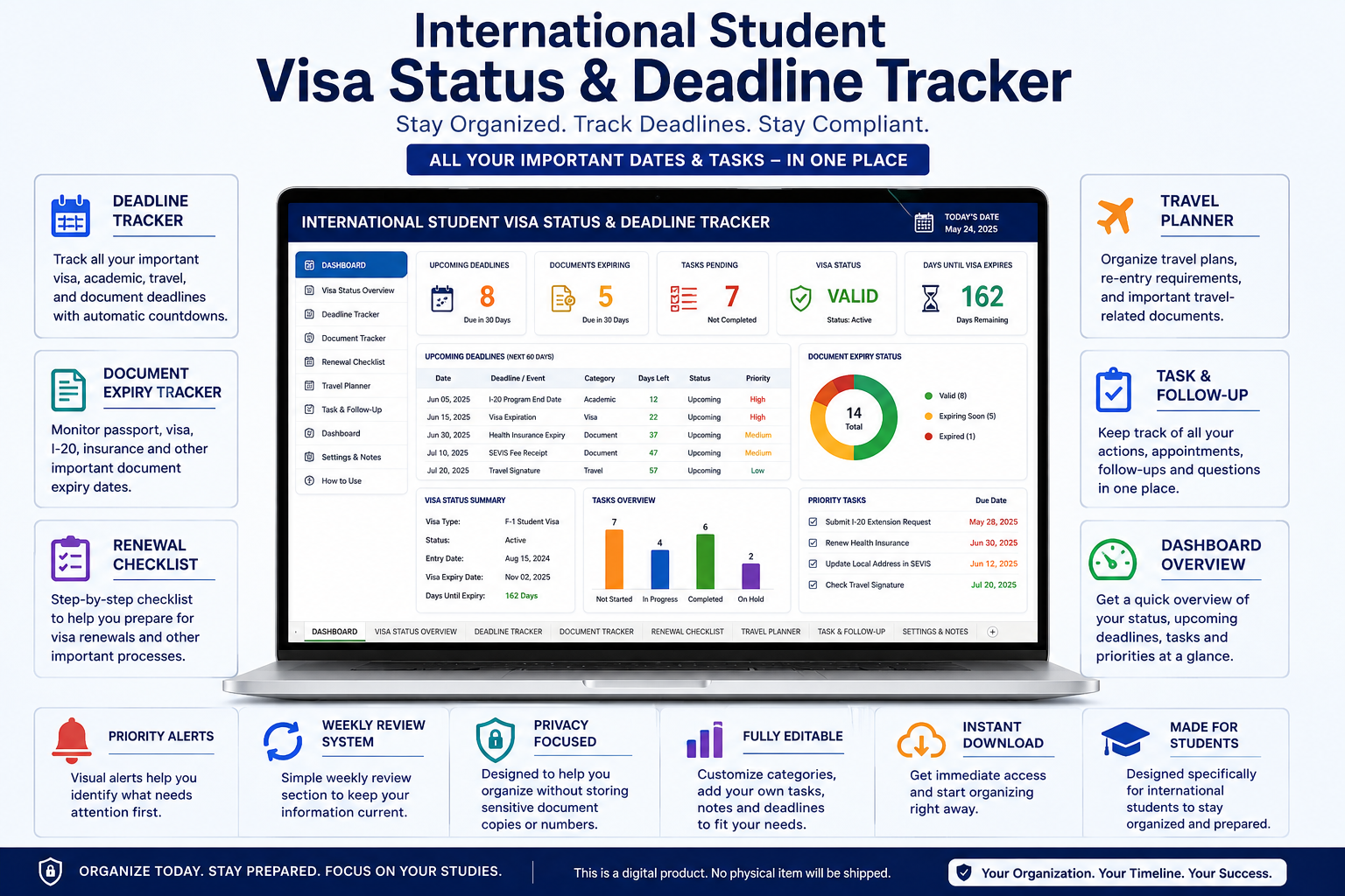 International Student Visa Status & Deadline Tracker